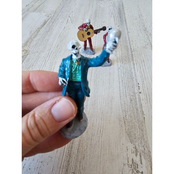 Lemax skeleton band musical drinking‎ people accessory Halloween set guitar - Picture 2 of 11